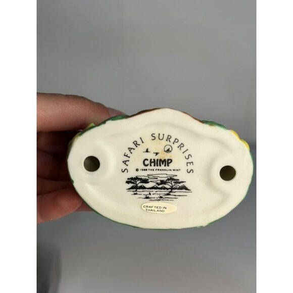 VTG 1988 Franklin Mint Safari Surprises 3.5" Chimp Porcelain Figurine Wildlife - Picture 7 of 7